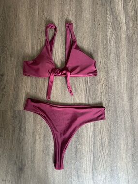 Ribbed Maroon Bikini Set - Two Piece Swimsuit